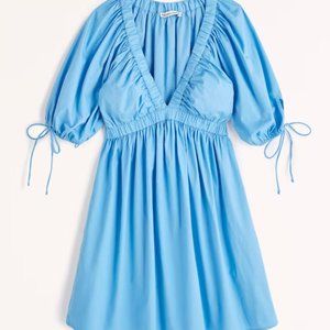 Abercrombie Poplin Puff Sleeve Babydoll Mini Dress BNWT M